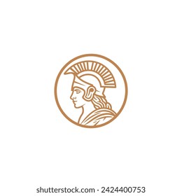 Athena line art logo icon design template