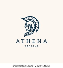 Athena line art logo icon design template