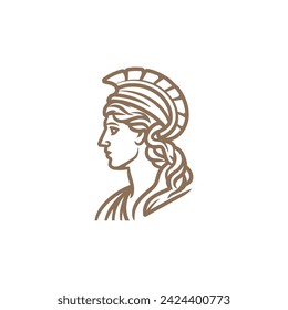 Athena line art logo icon design template