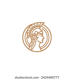 Athena line art logo icon design template