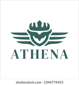 athena owl logo design template vector