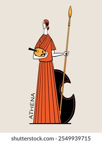 Athena Pallas is an ancient Greek goddess, patroness of wisdom, military art and crafts.Vector illustration