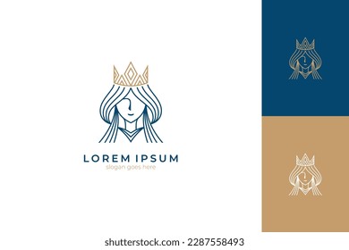 Athena queen logo with line art design style