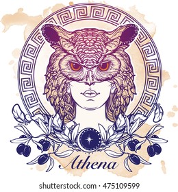 Athena sketch isolated on grunge background