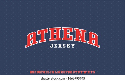 ATHENA, Varsity Sporty For College University Font Typeface Vector Alphabet