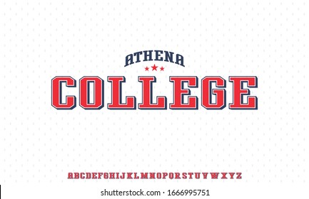 ATHENA, Varsity Sporty For College University Font Typeface Vector Alphabet