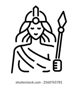 Athena warrior icon in linear style 