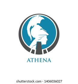 athena and white helmet in circle