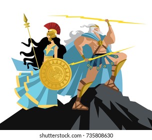 athena and zeus on mount olympus