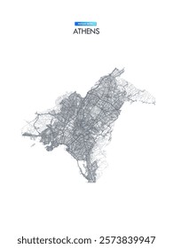 Athens administrative vector map. Tourist decorative street map.