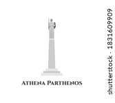 Athens, Attica, Greece isolated on white background. Athena Parthenos Statue in Pedion Areos Park. The most famous landmark you must visit. Popular touristic european destination. Athens city view