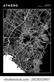 Athens City Map, Cartography Map, Street Layout Map