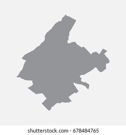 Athens city map in gray on a white background