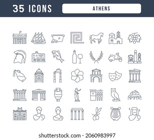 Athens. Collection of perfectly thin icons for web design, app, and the most modern projects. The kit of signs for category Countries and Cities.