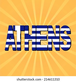 Athener Flaggentext mit Sonnenbrand-Vektorgrafik