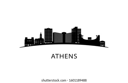 Athens, Georgia city skyline. Black cityscape isolated on white background. Vector banner.