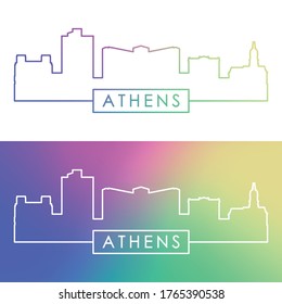 Athens, Georgia skyline. Colorful linear style. Editable vector file.