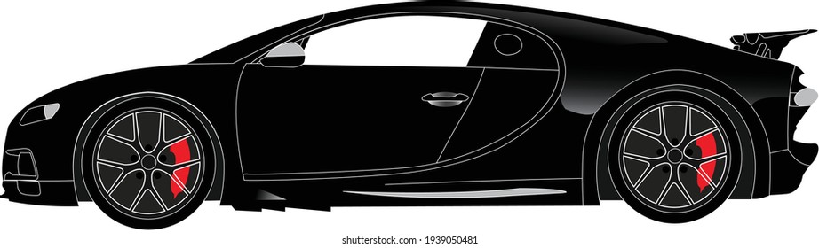 ATHENS, GREECE, 19 MARCH 2021: Bugatti Chiron Supercar Vector Illustration, EPS 10