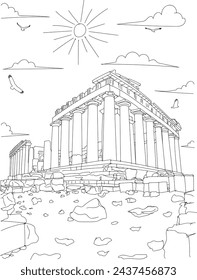 Athen Griechenland Akropolis von Athen Linie Kunstzeichnung für Kinder und Erwachsene Malbuch