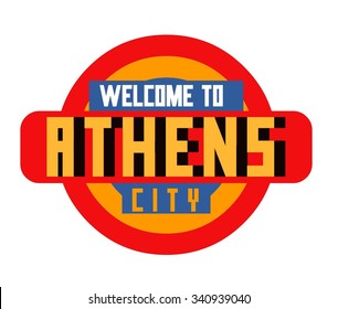 Athens in greece is Beautiful city to visit on holiday, vector cartoon illustration