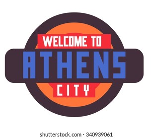 Athens in greece is Beautiful city to visit on holiday, vector cartoon illustration