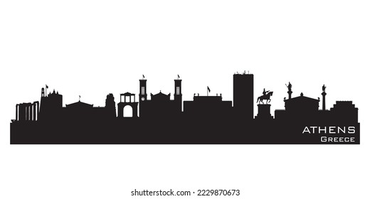 Esquina de la ciudad de Atenas Grecia Silhouette vector detallada