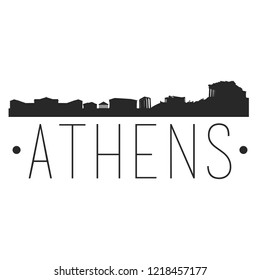 Athens Greece City. Skyline Silhouette City Design Vector Famous Monuments.