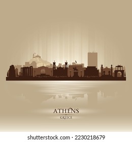 Athens Greece city skyline vector silhouette illustration
