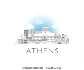 Athen, Griechenland CitySeebad Art, Vektorgrafik