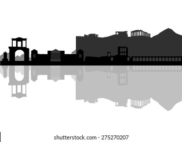 Athens Greece Skyline Silhouette Black design, vector illustration