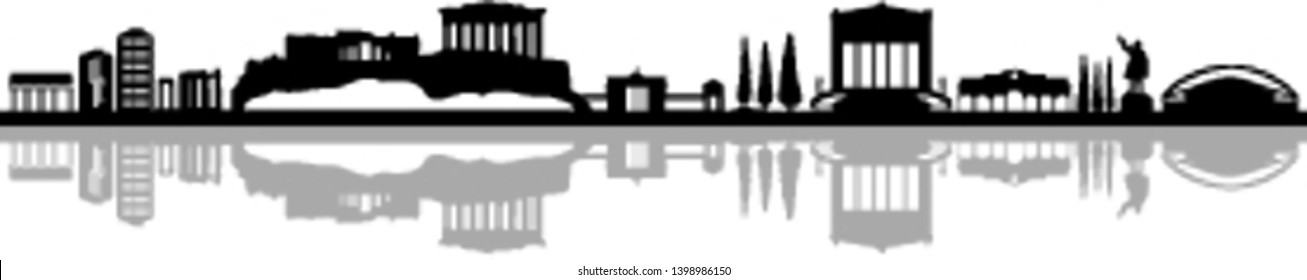 Athens Greece Skyline Silhouette Vector