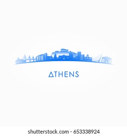 Athens, Greece skyline silhouette. Vector design city on white background.