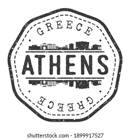 Athens, Greece Stamp Skyline Postmark. Silhouette Postal Passport. City Round Vector Icon. Vintage Postage Design.