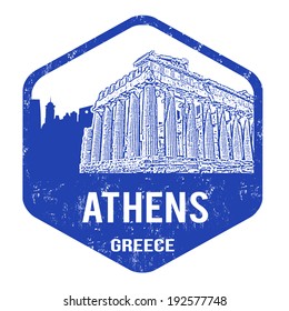 Athens grunge rubber stamp on white, vector illustration