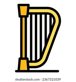 Athens harp icon outline vector. Ancient greece. Building palace color flat