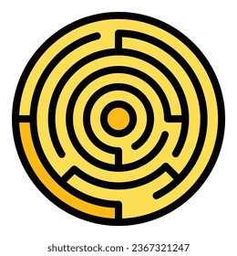 Athens labyrinth icon outline vector. Greece history. Pillar city color flat