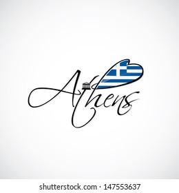 Athens lettering - vector illustration