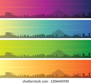 Athens Multiple Color Gradient Skyline Banner