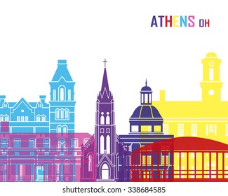 Athens OH skyline pop in editable vector file