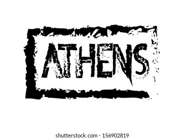 Athens Passport Style Stamp. Vector