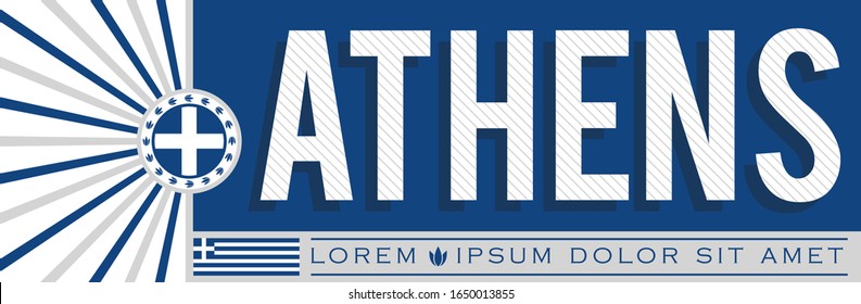 Athens Patriotic Banner design Greek flag colors vector illustration