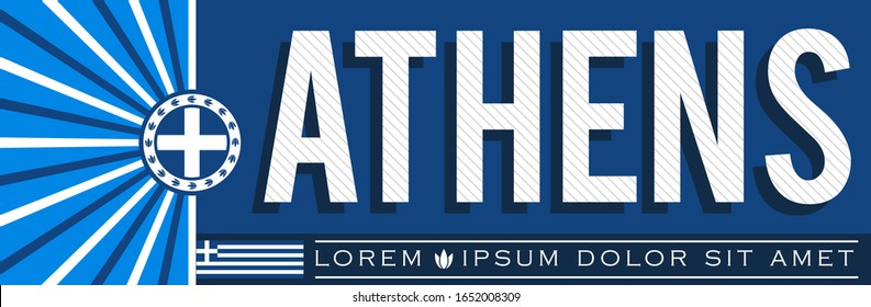 Athens Patriotic Banner design Greek flag colors vector illustration