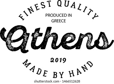 athens production label on white