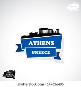 Athens ribbon banner - vector illustration