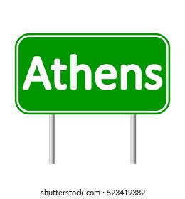 Athens road sign isolated on white background.