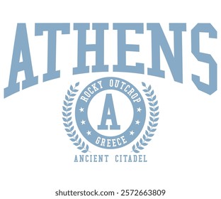 Athens Rocky Outcrop Greece print with a slogan College, varsity for graphic tee t-shirt or sweatshirt