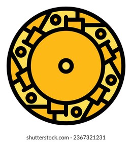 Vector de contorno de icono de escudo de Atenas. Templo antiguo. Color del pilar de historial