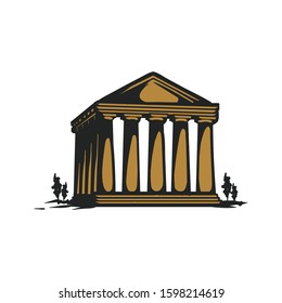 Athens skyline, Greece. This illustration represents the city with its most notable buildings. Vector is fully editable, every object is holistic and movable