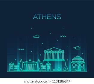 Athens skyline, Greece. Trendy vector illustration, linear style