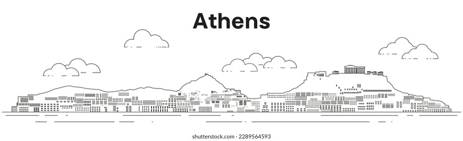 Ilustración vectorial de la línea del horizonte de Atenas